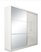 BEAUTYSOFA Schrank mit Schwebetüren VIVA 200cm - Kleiderschrank mit Schubkasteneinsätze & Kleiderstangen (Weiß)