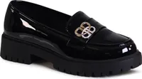 topschuhe24 2970 Damen Lack Halbschuhe Plateau Loafer, Farbe:Schwarz, Größe:38 EU