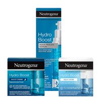 Neutrogena Hydro Boost Gesichtspflege Set - Nacht Creme 50ml,  Aqua Perlen Serum 30ml & Aqua Creme 50ml, Feuchtigkeit Creme Serum Straffung