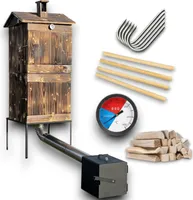 Räucherkammer Holz Imprägniert Räucherofen Räucherschrank Garten Holzräucherei Fuerkammer Smoker Garten aus Holz mit Tür BBQ