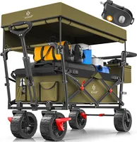 KESSER® Bollerwagen faltbar GT9000 mit Dach Handwagen Transportwagen | inkl. 2x 3-Punkt Gurtsystem| klappbar | Vollgummi-Reifen | bis 80 kg | Vorder- und Hinter-Bremse | inkl. Cover & Schloss