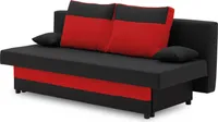 Couch SONY 190x90 mit Schlaffunktion - Farben zur Auswahl - kleines Sofa. Schlafsofa mit Bettkästen und dekorative Kissen - STOFF HAITI 17 + HAITI 18 - Schwarz&Rot