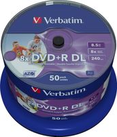 Verbatim - 50 x DVD+R DL - 8.5 GB 8x - mit Tintenstrahldrucker bedruckbare Oberfläche - Spindel