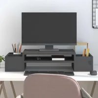 vidaXL Stojan na monitor sivý 70x27,5x15 cm z masívneho borovicového dreva