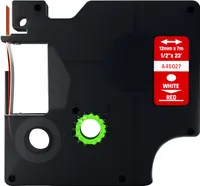 Dymo D1 Compatible 45027 Band - Weiß auf rot - 12 mm x 7 m