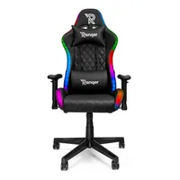 Ranqer Halo RGB/LED Gaming Stuhl | Gaming Stuhl mit RGB LED-Beleuchtung, 350 Farben und Effekten, Höhenverstellbare Armlehnen, Rundum Drehbar, Ergonomischer Bürostuhl, Gamer Stuhl - Schwarz