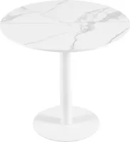 H.J WeDoo Esstisch Rund 80x80x73 cm Kleiner Küchentisch Marmor, Moderner Frühstückstisch Küche, Tisch Esszimmer Klein