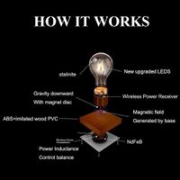 Magnetic Schwebender Lampe LED Glühbirne Nachtlicht mit Holz Basis Deko DHL