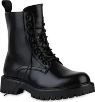 VAN HILL Damen Leicht Gefütterte Schnürstiefeletten Stiefeletten Schuhe 841325, Farbe: Schwarz, Größe: 36