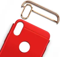 Handy Hülle Schutz Case für Apple iPhone X Bumper 3 in 1 Cover Chrom Etui Rot