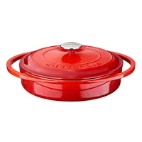 Gastroinox Lava Bräter Gusseisen Topf 28 cm, 3.8 L, Schmortopf Gusseisen Topf Brot Backen, Bratentopf mit Deckel und Griffen, Rot LV Y ST 28 YK1 R