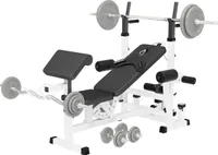 GORILLA SPORTS® Multifunktion Hantelbank - inkl. Hantelset mit 108 kg Gewichten, Verstellbar, mit Langhantel-Ablage, Curlpult und Butterfly, Dip-Station, Beinstrecker - Trainingsbank, Kraftstation