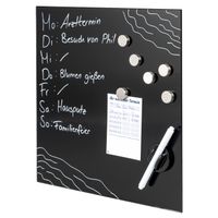 bremermann Magnettafel mit schwarzer Glasfront, beschreibbar, 6 Magnete, 1 Marker, 1 Marker-Halter, Memo-Board
