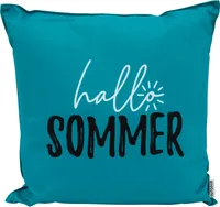 Heimtexland ® Outdoor Deko Kissen 45x45 mit Füllung Garten Lounge Dekokissen wasserabweisend wetterfest Outdoorkissen Gartenkissen bedruckt Typ906 Petrol