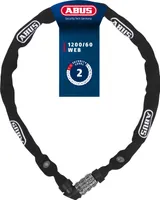 ABUS Kettenschloss 1200 Web – Zahlenschloss mit 3-stelliger Kombination – Kette aus gehärtetem Stahl – Leichtes Fahrradschloss mit Farbauswahl – Fahrradzubehör – 60 cm – Grün/Lime