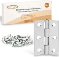 ECENCE 10x Edelstahl Scharnier (44x32x1mm / 1.73x1.26x0.04inch) mit Schrauben Edelstahl Tür-Scharn