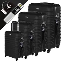 Devillo® sada kufrov 4ks. S-M-L-XL, Onyxblack - cestovný kufor na kolieskach cestovný kufor sada kufrov na kolieskach batožina TSA 4 kolieska ABS tvrdá škrupina teleskopická rukoväť