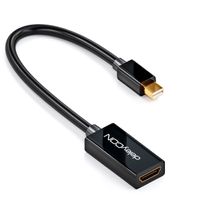 deleyCON Mini DisplayPort zu HDMI Adapter-Kabel 4k UHD 2160p FullHD 1080p 3D Kompatibel mit Thunderbolt 1 & 2 Mini DP Stecker auf HDMI Buchse Schwarz