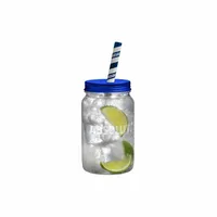 ABSOLUT Jar, Einmachglas, Moonshineglas, Schnapsglas, Glas, Kunststoff, Transparent, Blau, 500 ml, 90238100