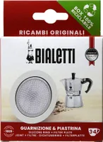 Bialetti 0800039 Sada náhradních dílů 1 silikonové těsnění + 1 filtr 2/3/4 šálky, stříbrná, 2 kusy (1 sada)