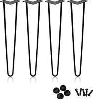 karpal 4 Stueck karpal Hairpin Legs Tischbeine Austauschbare Tisch &Schrank DIY Metalltischbeine, Mit Bodenschoner und Schrauben, Laenge 15cm-72cm Schwarz