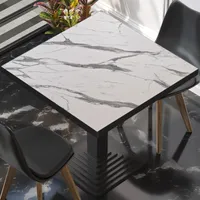 BRASIL | Gastro Tischplatte | B:T 50 x 50 cm | Weiß Marmor | Quadratisch | Gastro Tischplatte