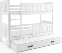 Kinderhochbett mit Zustellbett und Matratzen 90x200 BRIGID – Weiß