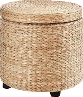 Rootz Fußhocker – Fußhocker – Aufbewahrungsbox – Hocker mit Stauraum – abnehmbarer Deckel – Khaki – Ø43 x 43 cm