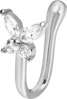 Nasenring Schmetterling Strass Schmuck Einfache Galvanisierung Nasenmanschette Septum Nasenschmuck-Silber