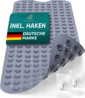 Delluxia Badewannenmatten rutschfest für Kinder & Erwachsene I 100x40cm Grau I Antirutsch Badematte BPA frei, inkl. Aufhängung I Duschmatte schimmelresistent & geruchsfrei