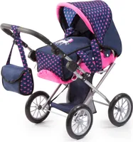 Bayer Design 13654AA Puppenwagen City Star mit Tasche, wandelbar, höhenverstellbarer Griff, faltbar, blau, rosa, Einhorn