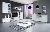 Obývací sestava s LED RGB osvětlením ITABUNA 2 - bílá / lesklá bílá
