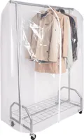 ONVAYA® Kleiderständer mit Abdeckhülle | hohe Traglast | stabil | mit Rollen und Ablagefach | bis 100 kg | Metall / Kunststoff | silbergrau | 120 x 50 x 180 cm | Schwerlast