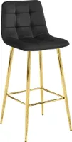 Barhocker Hocker ARCETO - schwarzer Samt / GOLDEN Beine