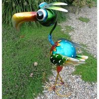 Metall Vogel Figur 43cm bunte exotische Vögel Figuren für Haus und Garten Deko 