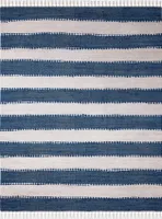 MY-RUG patchworkový koberec, Aarav, 150x80, Chindi koberec modrý bílý, vyrobený z recyklovaných bavlněných zbytků, ručně tkaný, oboustranný, s třásněmi, obdélníkový tvar