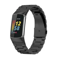 Pre Fitbit Charge 6 / 5 Style Oceľový náhradný náramok Smart Watch Black