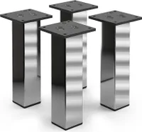 4er Set sossai® Aluminium Möbelfüße 200mm in Chrom Schrankfüße Sockelfüße