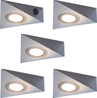Rolux 5er-Set LED Dreieckleuchten ROKKY - 5 x 3 W, Edelstahl, 3200 K warmweiß, inklusive Konverter und Masterschalter; 141505
