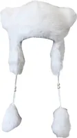Wintermütze für Damen, dicker Plüsch, Ohrendekor, doppellagig, dick, einfarbig, Plüschballdekor, Ohrenschutz, winddichte Kappe zum Skifahren, Snowboarden, Wandern
