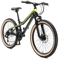 BIKESTAR Kinder Jugend Mountainbike 24 Zoll ab 9 Jahre | Hartail MTB Scheibenbremse Federgabel | Schwarz Grün