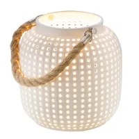 Nino Leuchten Tischleuchte Laterne weiß klassisch elegant Keramik  Deko