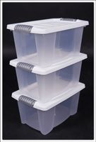 Aufbewahrungsbox Set Mit Deckel Aus Kunststoff Transparent Stapelboxen 3PCS 
