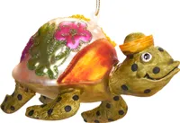 BRUBAKER Schildkröte Bunt - Handbemalte Weihnachtskugel aus Glas - Christbaumschmuck Figuren lustig Deko Anhänger Baumkugel - 11 cm