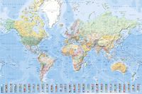 Landkarten - Weltkarte mit Flaggen deutsch - Poster Druck 1:45 Mio., cm
