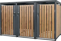 ML-Design Mülltonnenbox 3er für 3 Tonnen 240L 200x80x116,3 cm Anthrazit-Eichenoptik, Stahl, wetterfest/abschließbar
