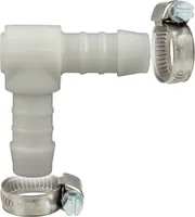 tecuro Schlauchverbinder 90° Winkel Ø 16 mm, mit Edelstahlschlauchschellen - Nylon weiß