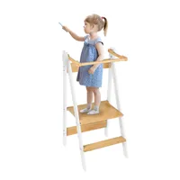 Lernturm Klappbar Lernturm für Kinder Holz Küchenhelfer und Learning Tower verstellbaren Fachböden 88×53×42cm