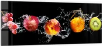 DEQORI Küchenrückwand Glas 125x50 cm 'Obst abwaschen' Spritzschutz Bad Rückwand