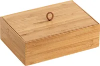 WENKO Bambus Box Terra L mit Deckel, mit praktischer Schlaufe, Braun, Bambus